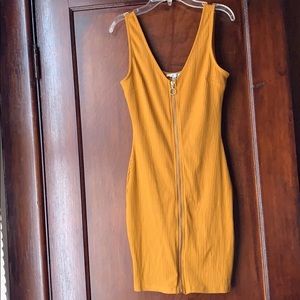 Mustard Ribbed knit dress